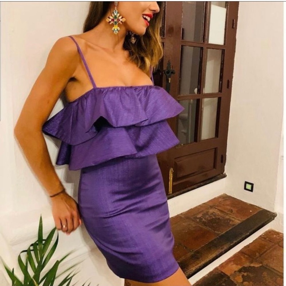 NWT Zara Purple Ruffle Dress Size S